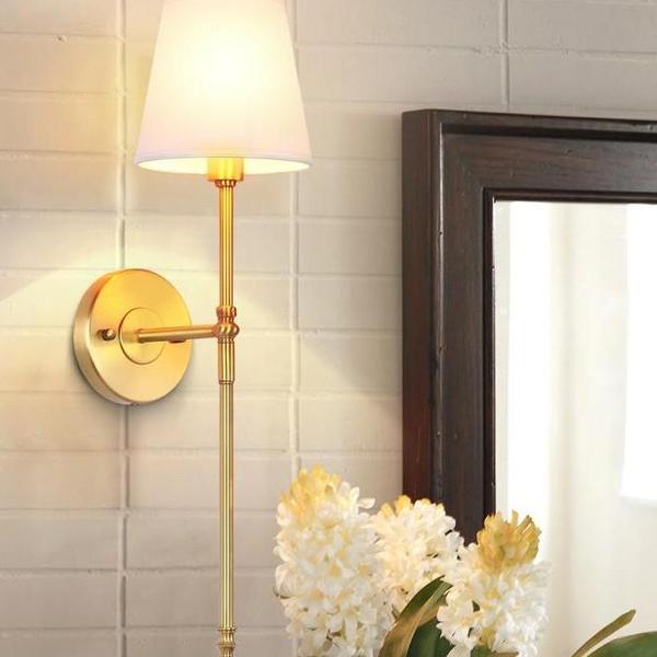 fancy and elegant gold sconce with white screen and sleek modern desing