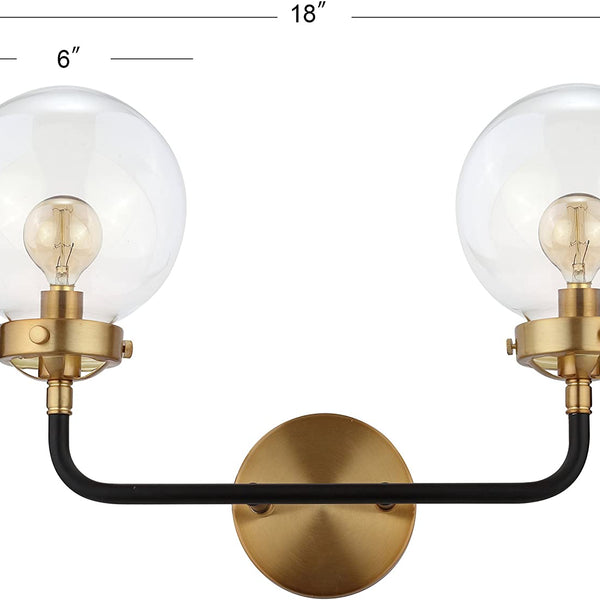 Ellie Black and Brass Dobule Sconce