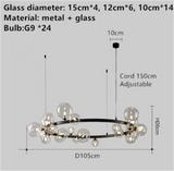 Dublin Round Bubble & Iron Black Chandelier