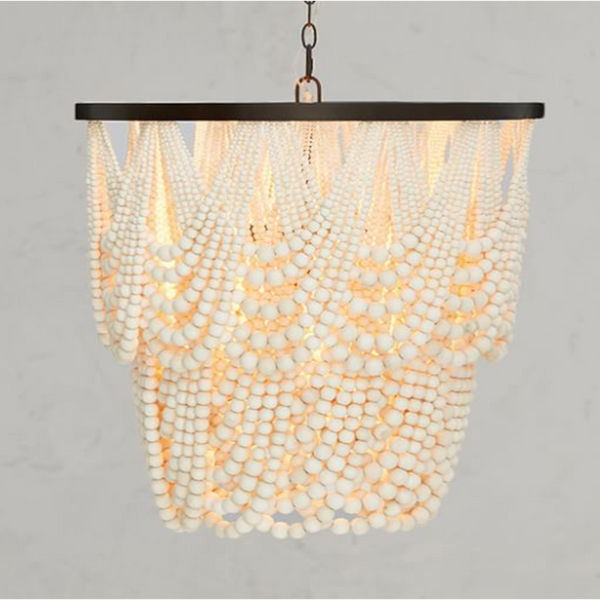 French wood bead chandelier