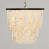 French wood bead chandelier