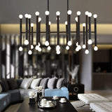 big multi-head black modern chandelier