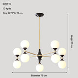 10 light white black and gold mid-century chandelier