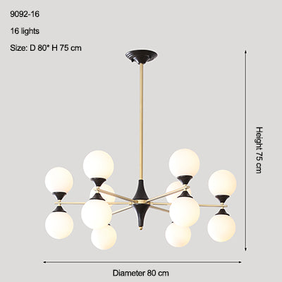 12 light white black and gold mid-century chandelier