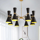 black and gold 8 light hourglass chandelier