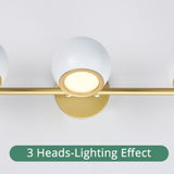 3 Light Gold and White Vanity Sconce