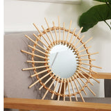 Compact Wall Rattan Mirror