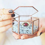 Copper Geometric Glass Jewelry Box