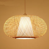rattan pendant light with white inner light shade