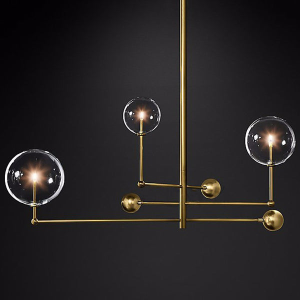 brass 3 head hand blown mobile branching chandelier