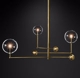 brass 3 head hand blown mobile branching chandelier
