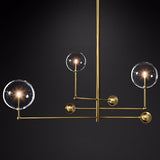 brass 3 head hand blown mobile branching chandelier