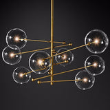 brass 8 head hand blown mobile branching chandelier