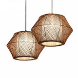 rattan pendant light with inner white shade