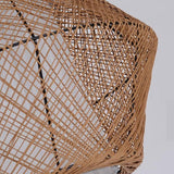 wicker pendant light with inner white light shade and black structure