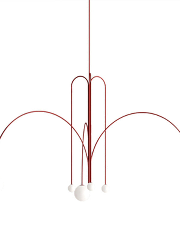 coral red modern minimalist chandelier with frosted glass