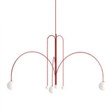 coral red modern minimalist chandelier with frosted glass
