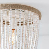 hemp and white wood bead chandelier