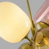 gold pink amber and white balloon shaped chandelier