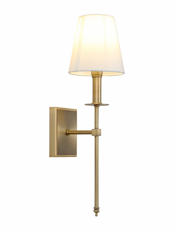 SONIA Single Classic Wall Sconce Flared White Textile Shade