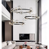 Dublin Round Bubble & Iron Black Chandelier