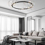 Dublin Round Bubble & Iron Black Chandelier