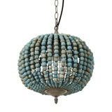 BLUE WOOD BEAD VINTAGE PENDANT LIGHT