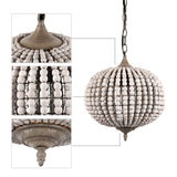 WOOD BEAD VINTAGE BOHO PENDANT LIGHT