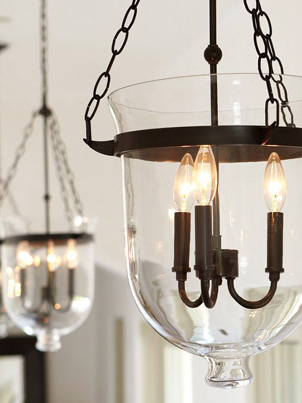 Urn clear 3 light pendant