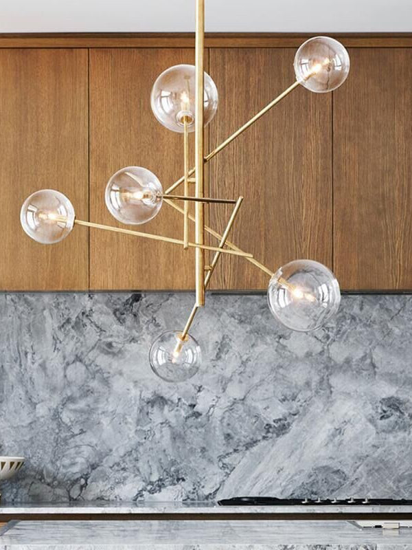 gold geometric globe chandelier
