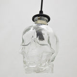glass skull pendant light close up
