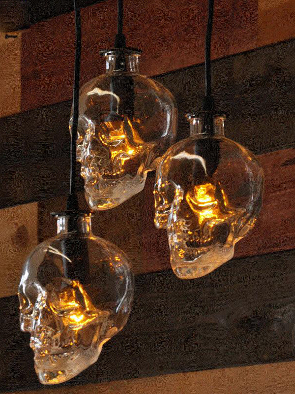 clear glass skull chandelier