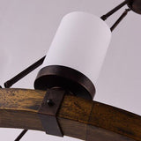 big round wood chandelier with candles