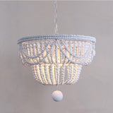 white wood bead flush and semi-flush mount light