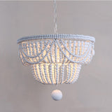 white wood bead flush and semi-flush mount light