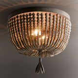 wood bead flush or semi flush mount chandelier