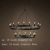 big  black round steel chandelier spanish style