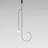 2 light long minimalist black chandelier