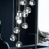 crystal ball cascade chandelier in a modern kitchen
