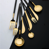 Black Silver/Gold Tablewear Stainless Cutlery
