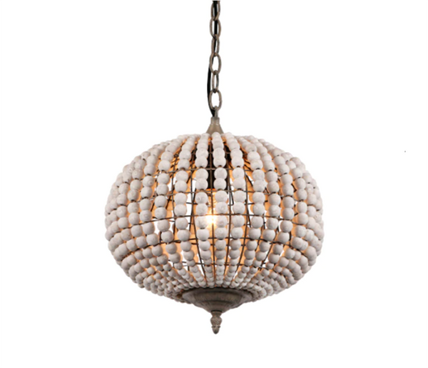 WOOD BEAD VINTAGE PENDANT LIGHT