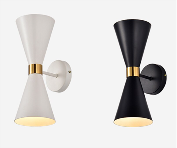 Hourglass Mid Century Sconce Black/White
