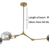 three head glass ball branch chandelier
