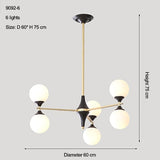 6 light white black and gold mid-century chandelier