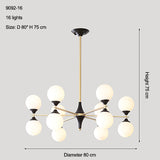 12 light white black and gold mid-century chandelier