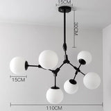 6 light black globe chandelier