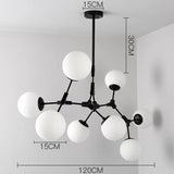 8 light black globe chandelier