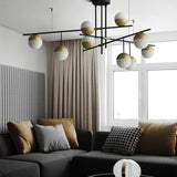 black and gold mid-century chandelier