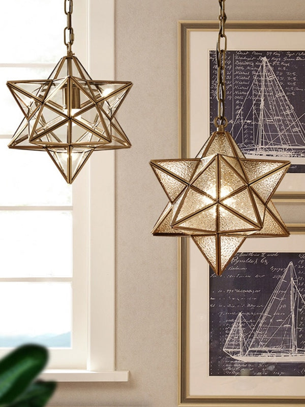 bronze copper star 3d pendant light for kids room nursery lighting