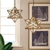 bronze copper star 3d pendant light for kids room nursery lighting